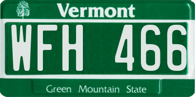 VT license plate WFH466