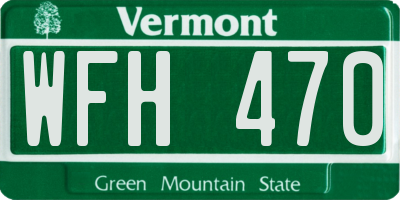 VT license plate WFH470