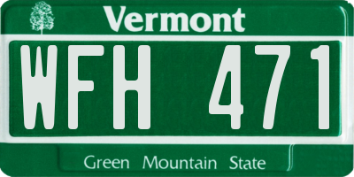 VT license plate WFH471