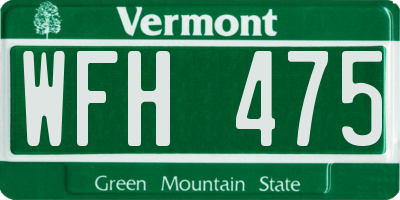 VT license plate WFH475