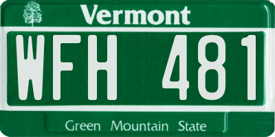 VT license plate WFH481