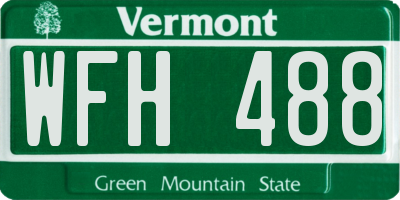 VT license plate WFH488