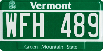 VT license plate WFH489