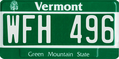 VT license plate WFH496
