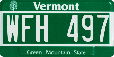 VT license plate WFH497