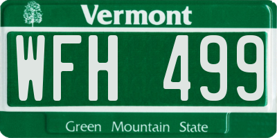 VT license plate WFH499