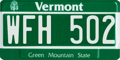 VT license plate WFH502