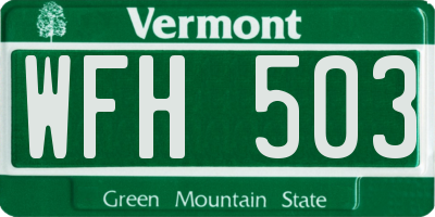 VT license plate WFH503