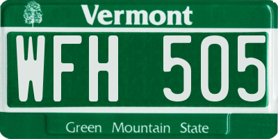 VT license plate WFH505