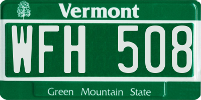 VT license plate WFH508