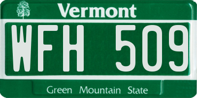 VT license plate WFH509