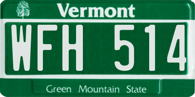 VT license plate WFH514