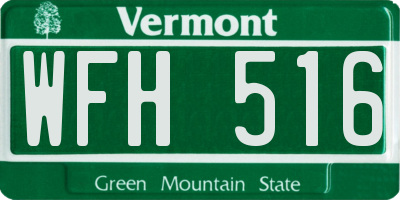 VT license plate WFH516