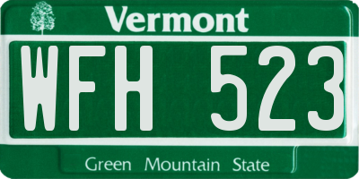 VT license plate WFH523