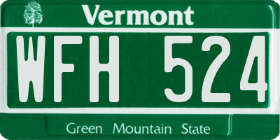 VT license plate WFH524