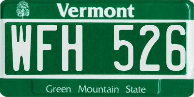 VT license plate WFH526