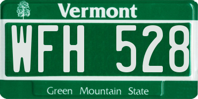 VT license plate WFH528