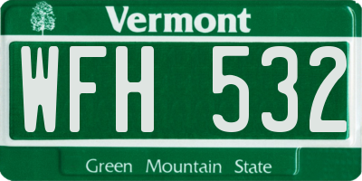 VT license plate WFH532
