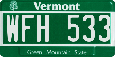 VT license plate WFH533