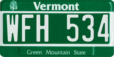 VT license plate WFH534