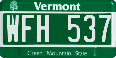 VT license plate WFH537
