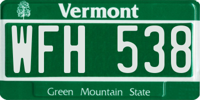 VT license plate WFH538
