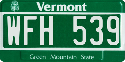 VT license plate WFH539