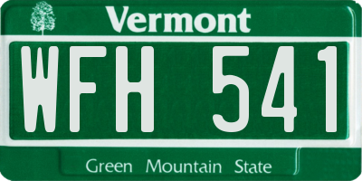 VT license plate WFH541