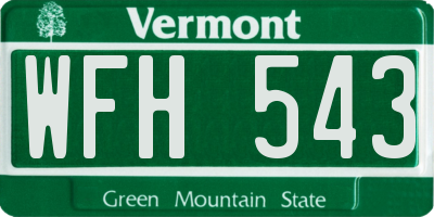 VT license plate WFH543