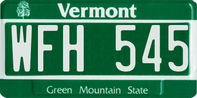VT license plate WFH545