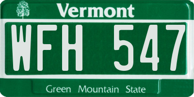 VT license plate WFH547