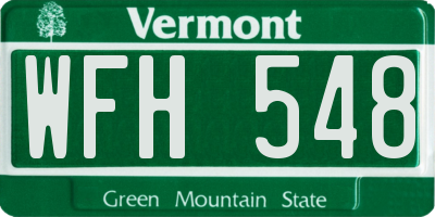 VT license plate WFH548