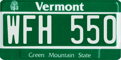 VT license plate WFH550