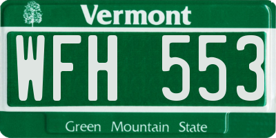 VT license plate WFH553
