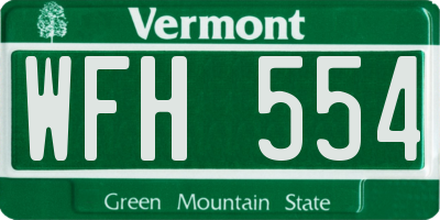 VT license plate WFH554