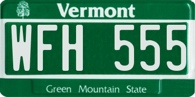 VT license plate WFH555