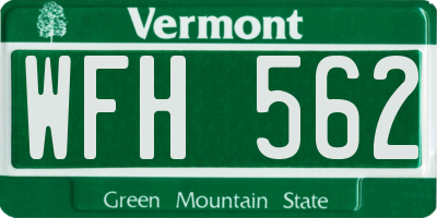 VT license plate WFH562