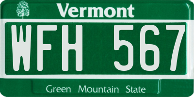 VT license plate WFH567