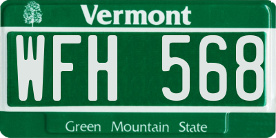 VT license plate WFH568