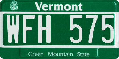 VT license plate WFH575
