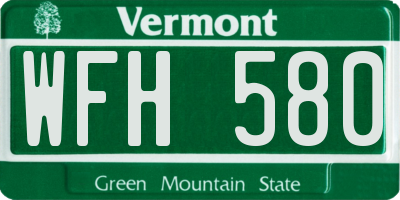 VT license plate WFH580