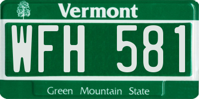 VT license plate WFH581