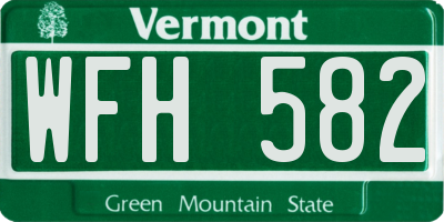 VT license plate WFH582