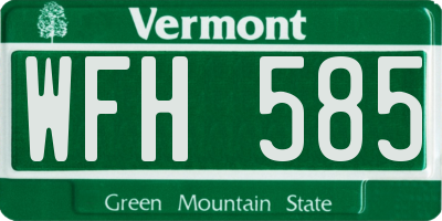 VT license plate WFH585