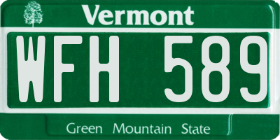 VT license plate WFH589