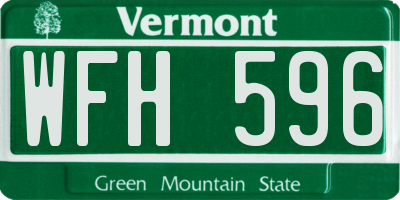 VT license plate WFH596