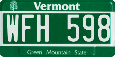 VT license plate WFH598