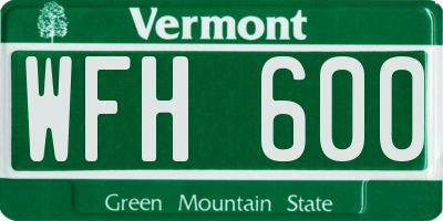 VT license plate WFH600