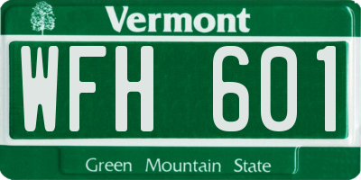 VT license plate WFH601