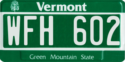 VT license plate WFH602